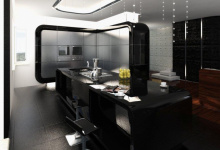 Kitchen with stretch ceiling