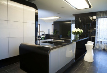 Kitchen with suspended ceiling