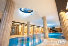 Suspended ceiling above swimming pool