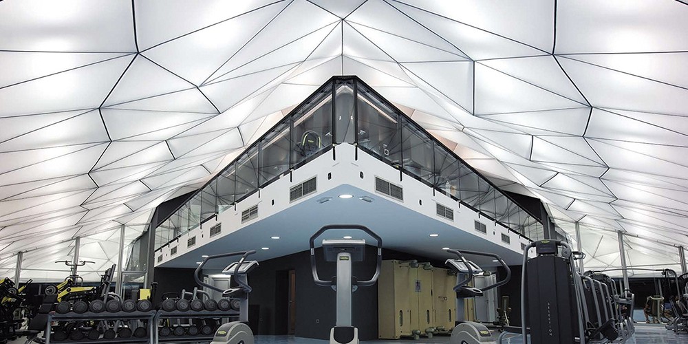 Fitness center with translucent ceiling