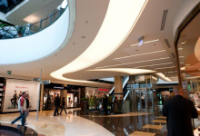 Shopping center installed acoustic ceiling