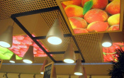 Shopping mall with ceiling print