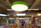 Shopping center with modular light panels